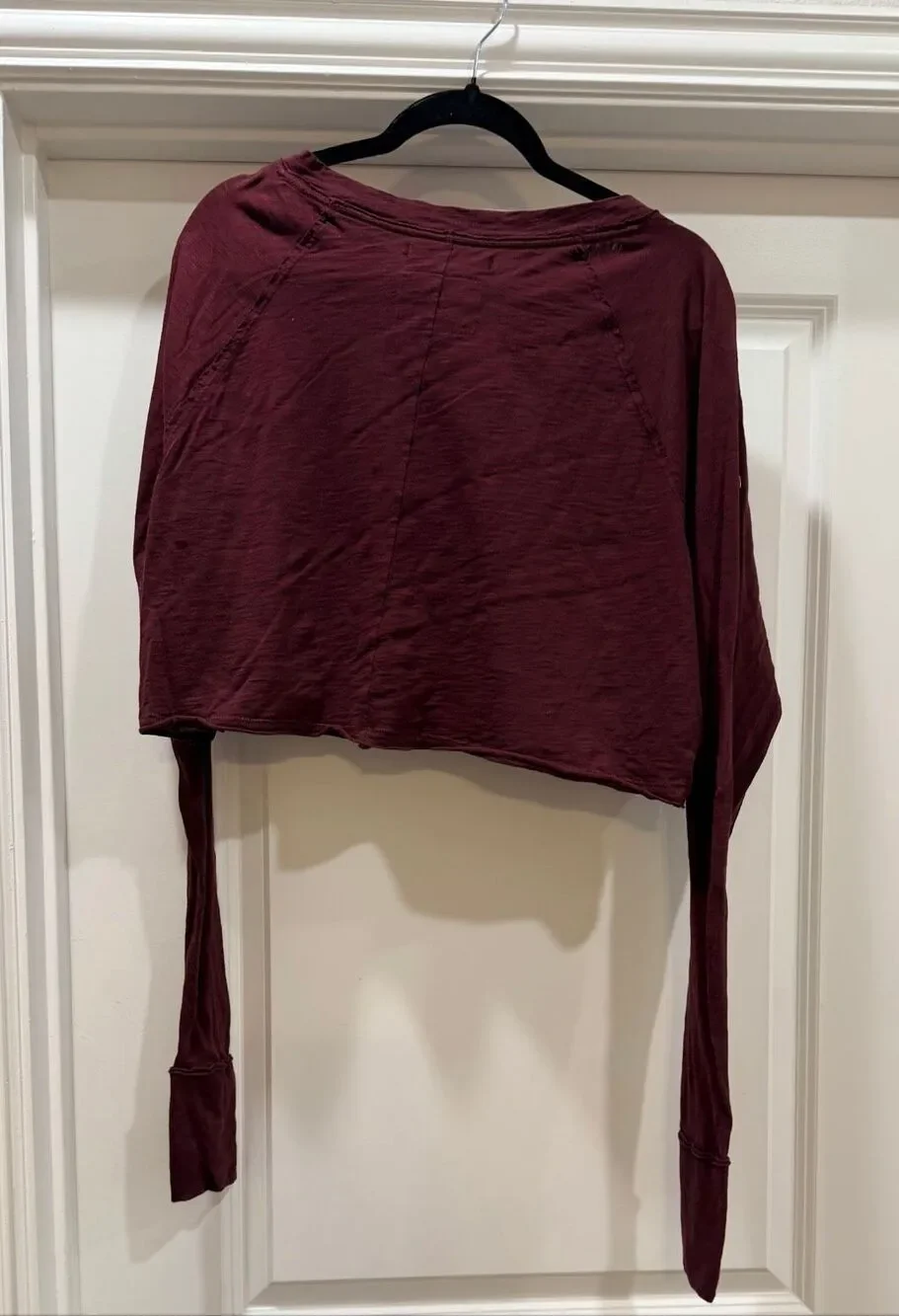We The Free FP Movement Maroon Burgundy Long Sleeve Cropped Top Shirt Small S